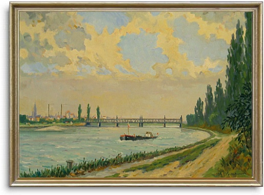 Ausschnitt aus "Blick auf die alte Kehler Rheinbr&uuml;cke"